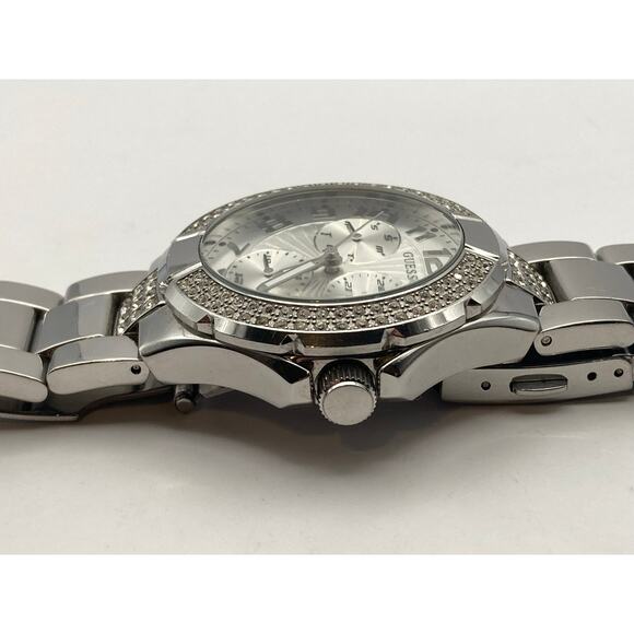 Guess Womens Crystal Bezel Watch 40mm G12557L New Battery - Date Day - WR100m - Picture 5 of 11